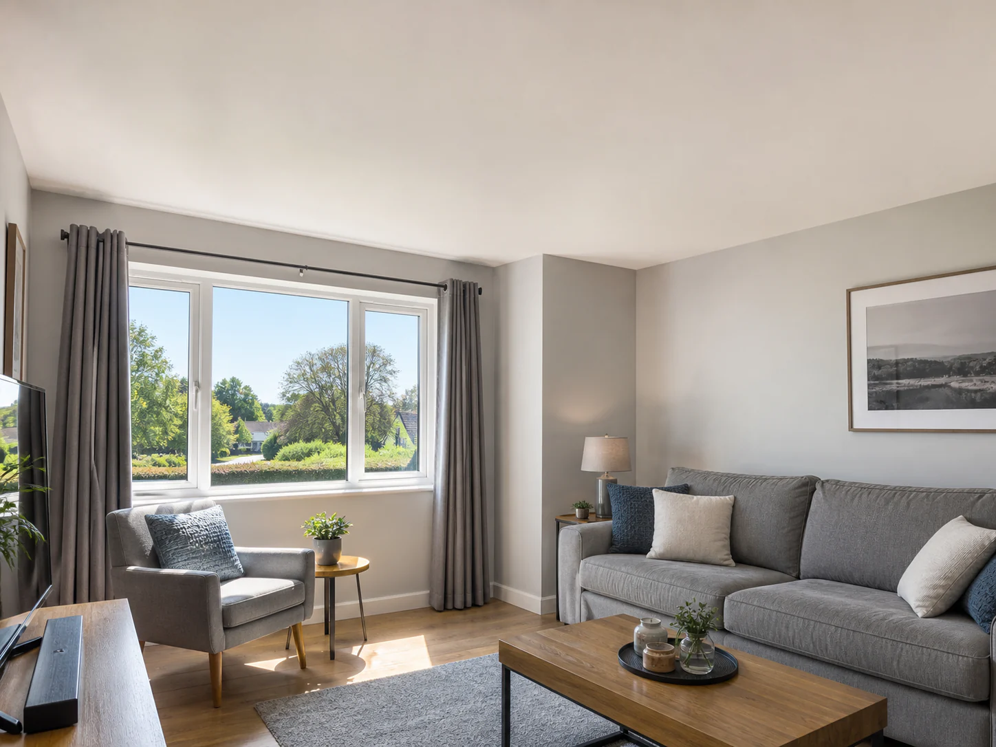 The same living room brighter after improved ventilation, with a clear window